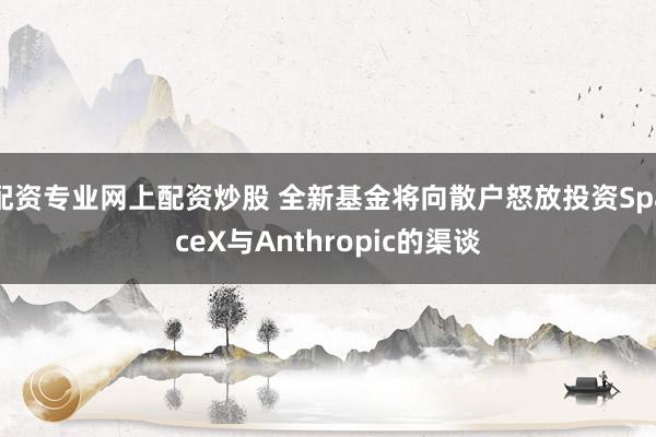 配资专业网上配资炒股 全新基金将向散户怒放投资SpaceX与Anthropic的渠谈