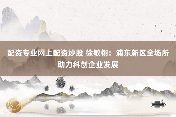 配资专业网上配资炒股 徐敏栩：浦东新区全场所助力科创企业发展