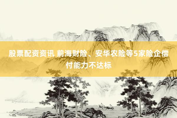 股票配资资讯 前海财险、安华农险等5家险企偿付能力不达标
