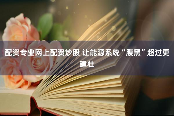 配资专业网上配资炒股 让能源系统“腹黑”超过更建壮